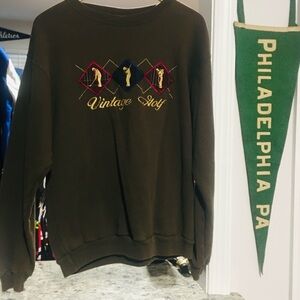 Vintage Mens Medium Green Vintage Golf Pullover Crewneck Sweatshirt